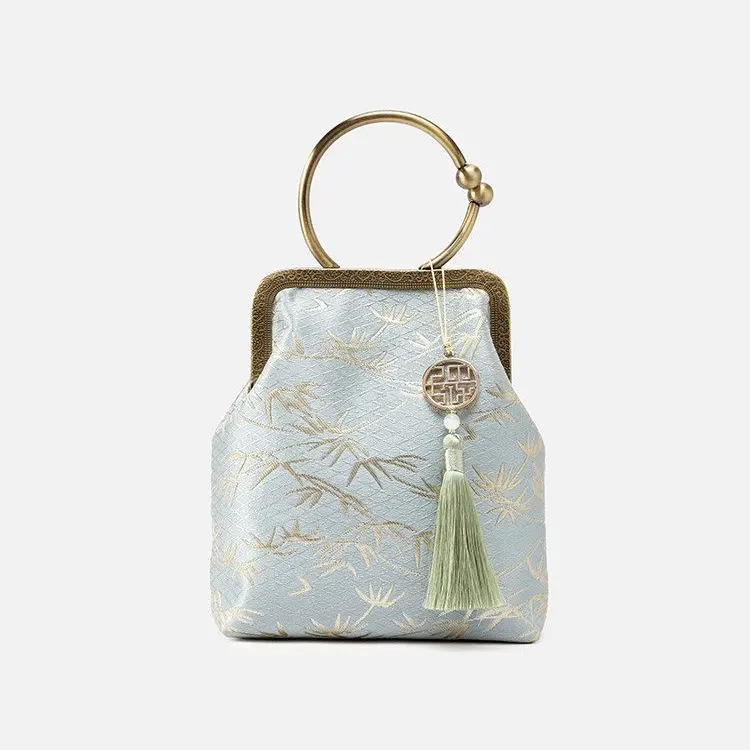 Green Jacquard Ring Handle Bag - Item TX-10