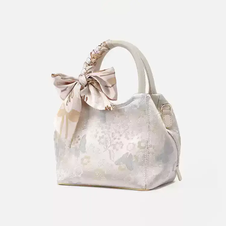 Ivory Jacquard Tote Handbag - Item TX-7