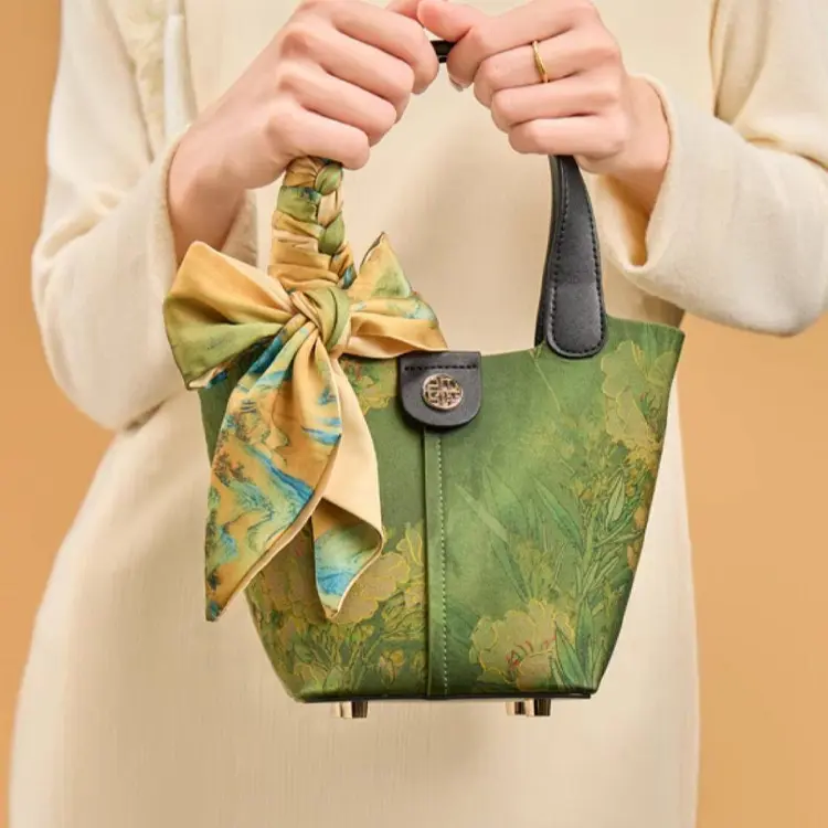 Green Mulberry Silk Mini Tote - Item TX-8 view 2